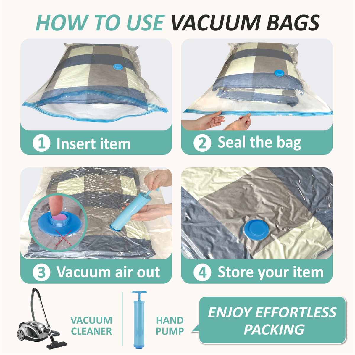 12 Jumbo Vacuum Storage Bags for Blankets & Bedding, Space Saver Bags 12 Jumbo