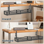 Cable Management, 25.3'' Under Desk Cable Management Tray No Drill 25.3 inch Black