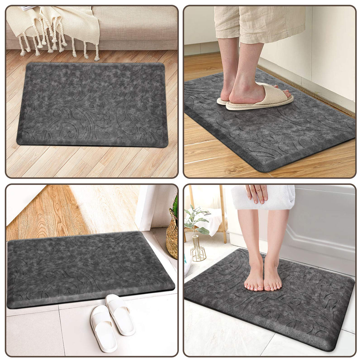 Kitchen Mat Cushioned Anti-Fatigue Comfort Standing Mat Rug for Home,Office Black 1'5" x 2'4" (Rectangular)
