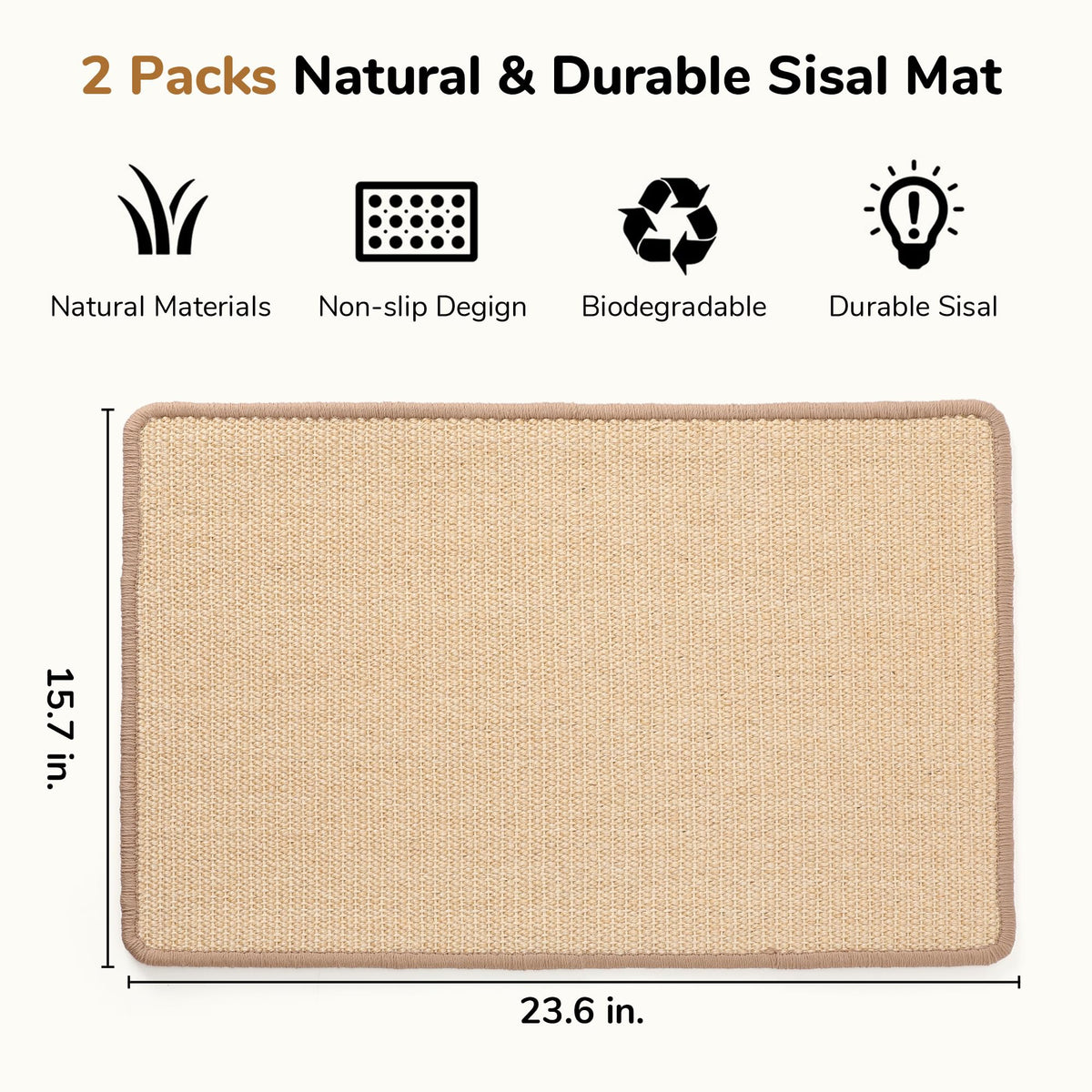 FUKUMARU 2 Packs Cat Scratching Mat, 23.6 x 15.7 Inch Scratcher Pad