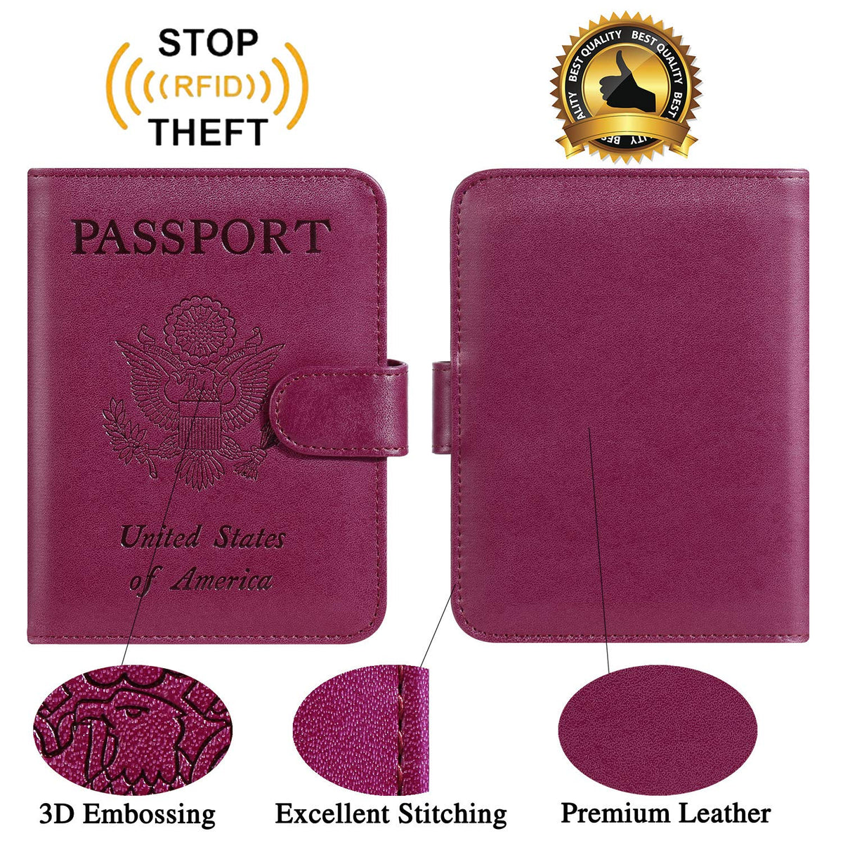 Passport Holder Cover Wallet RFID Blocking, Travel Essentials Pink Passport Covers