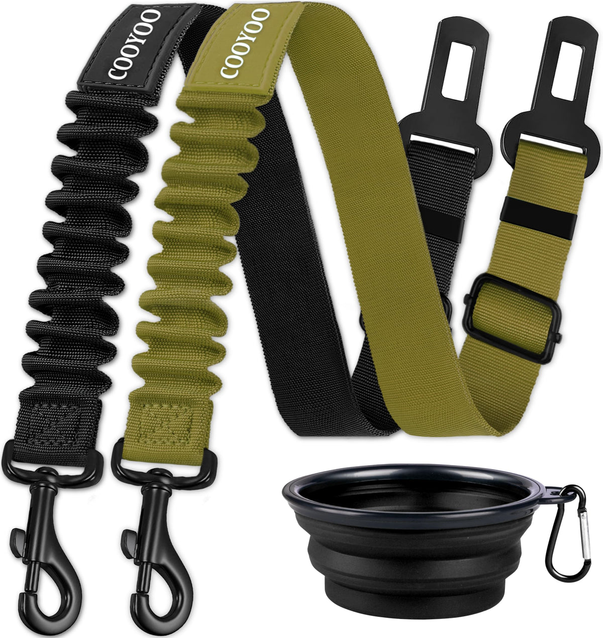 COOYOO Dog Seat Belt,3 Piece Set Retractable Car Harness Adjustable for...