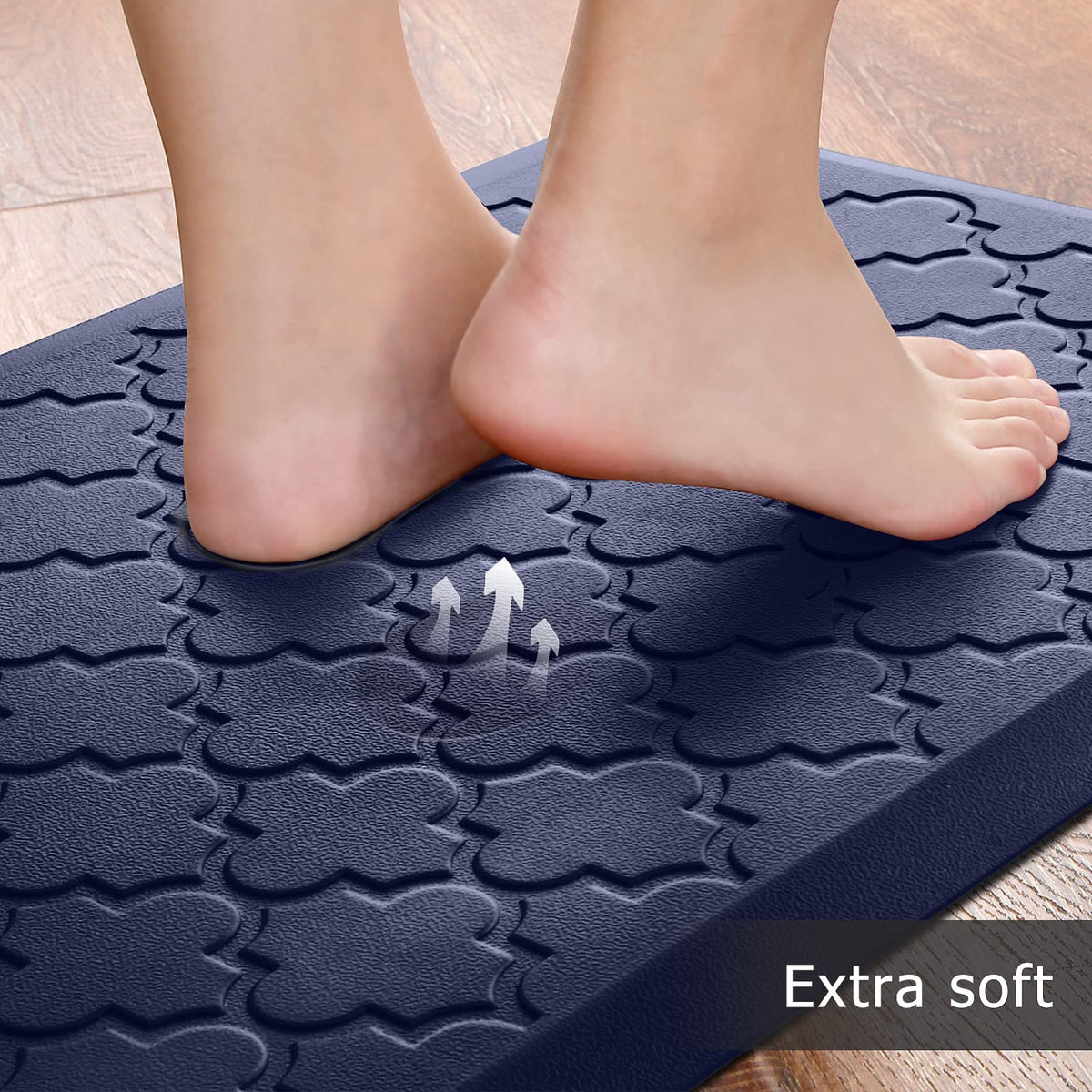 Kitchen Mat 2 PCS Cushioned Anti-Fatigue Floor Mat Standing Mat for Kitchen Stylish Grey 17.3"x29"+17.3"x47"