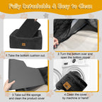 Dog Car Seat for Medium/Large Dog Booster Seat Under 60 lbs or 2 Small Dogs, Multi-Functional Pet Car Seat with Thick Cushion, 2 Safety Leashes (Gray) Gray Large