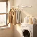 Wall Mounted Clothes Hanger Rack Foldable for Laundry Drying Rack Black Long 2P