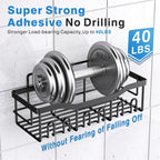 EUDELE Adhesive Shower Caddy, 5 Pack Rustproof Stainless Steel Bath Organizers With Large Capacity, No Drilling Shelves for Bathroom Storage & Home Decor Black