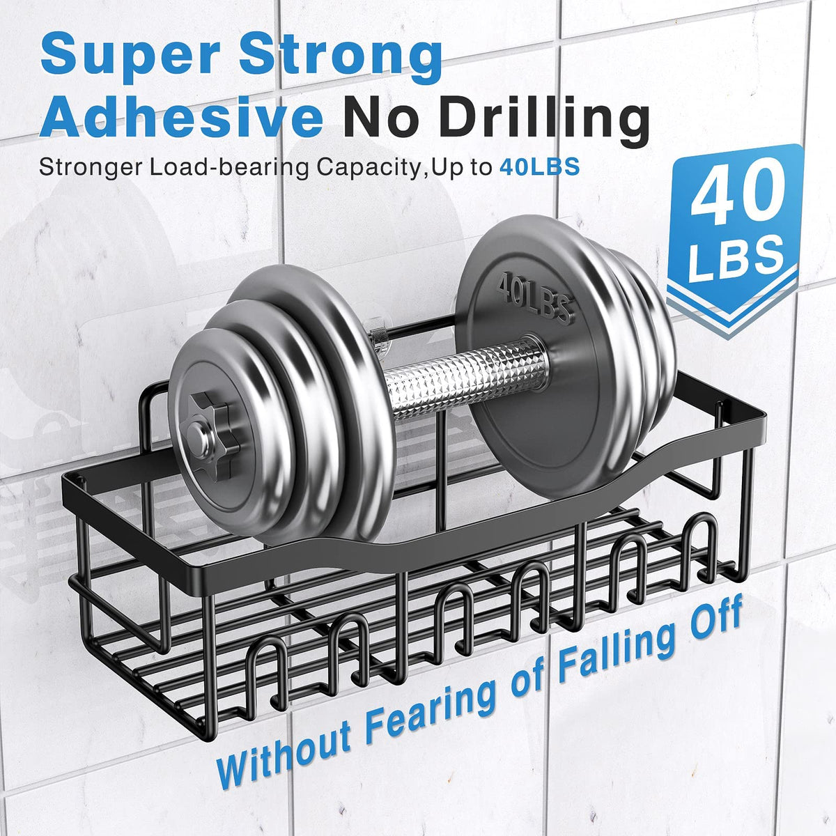 EUDELE Adhesive Shower Caddy, 5 Pack Rustproof Stainless Steel Bath...