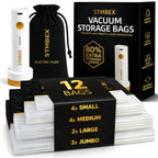 12 Pack Vacuum Storage Bags with Electric Pump for Travel, Clothing & Home 12 Combo