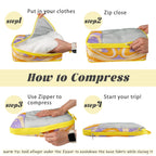 7 Pcs Compression Packing Cubes Travel for Suitcases, Luggage Organizer Washable Storage Bags Set for Backpack Travel- Packaging Cubes for Carry-Ons and Storage yellow orange