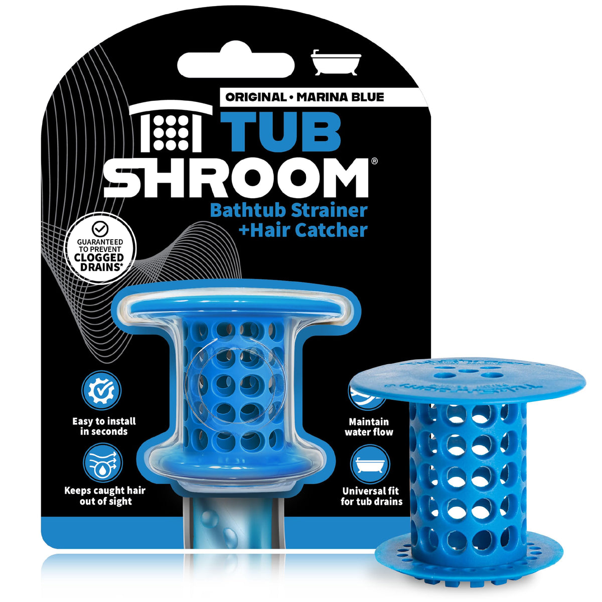 TubShroom Bathtub Drain Hair Catcher – In-Drain Tub Strainer & Clog...