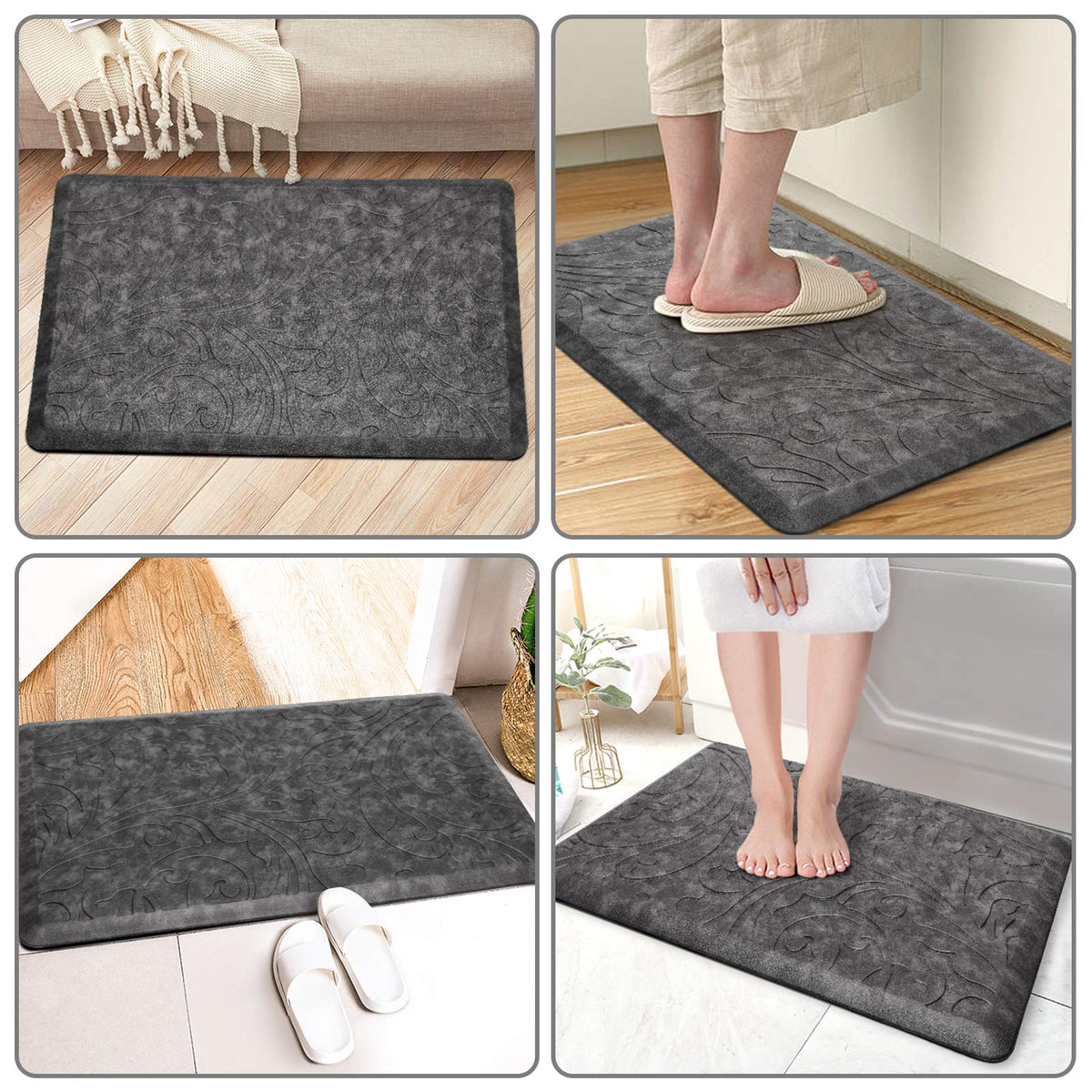 Kitchen Mat Cushioned Anti-Fatigue Comfort Standing Mat Rug for Home,Office Black 1'5" x 2'4" (Rectangular)