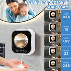 Automatic Soap Dispenser, 320ML Touchless Smart Hand Soap Dispenser, 5 Adjustable Soap Levels, Rechargeable Wall Mounted Electric Foam Soap Dispenser for Bathroom Kitchen Office (Black) Black