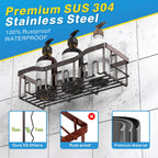 EUDELE Adhesive Shower Caddy, 5 Pack Rustproof Stainless Steel Bath Organizers With Large Capacity, No Drilling Shelves for Bathroom Storage & Home Decor Black