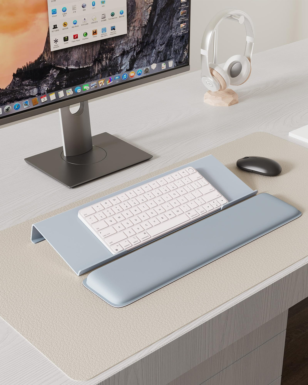 Laborio Computer Keyboard Wrist Rest, Keyboard Riser Stand for Desktop Purple Keyboard Stand With Wrist Rest