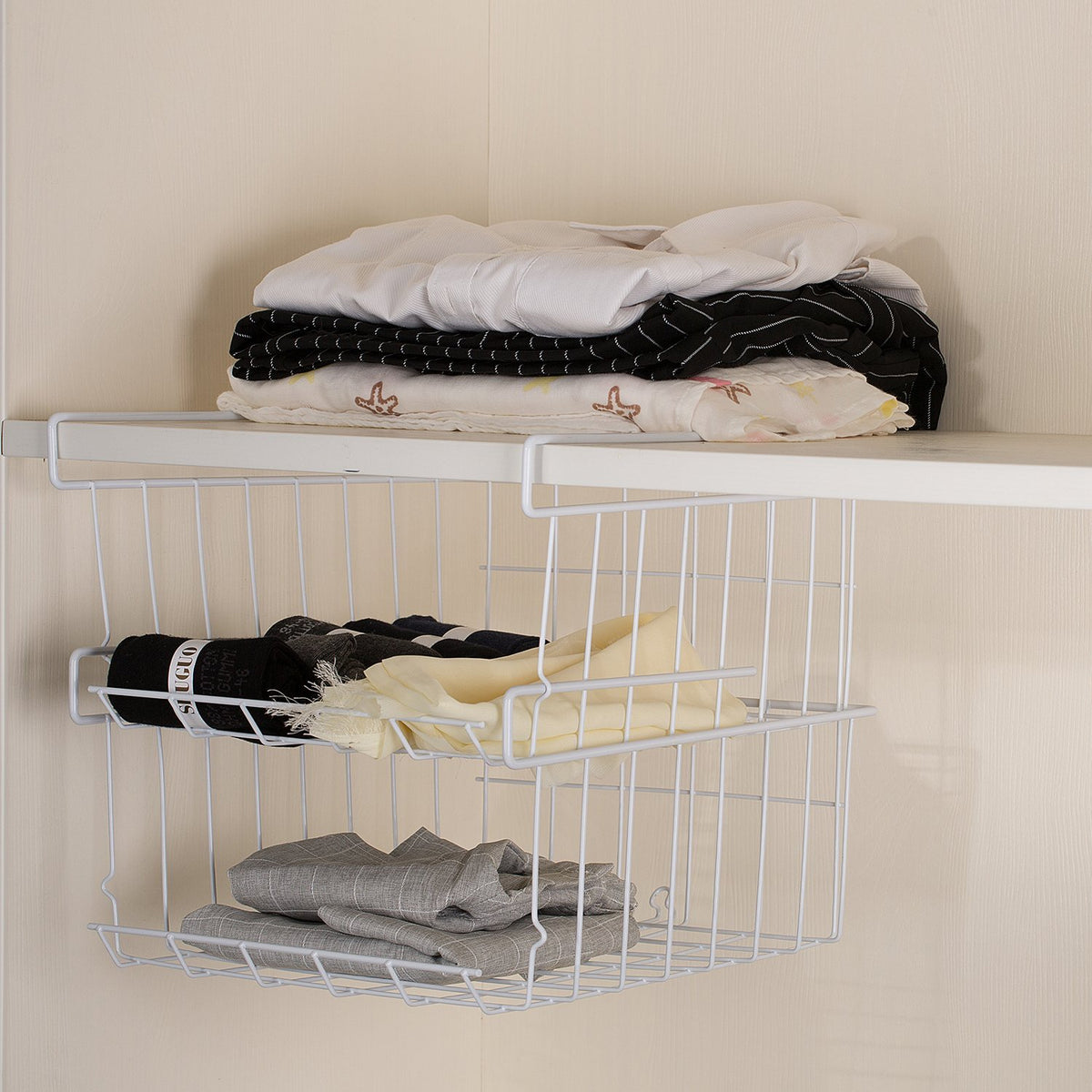 Under Shelf Storage Basket, 2-Pack, White