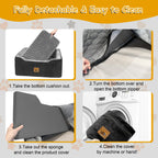 Dog Car Seat for Medium/Large Dog Booster Seat Under 60 lbs or 2 Small Dogs, Multi-Functional Pet Car Seat with Thick Cushion, 2 Safety Leashes (Gray) Gray Large