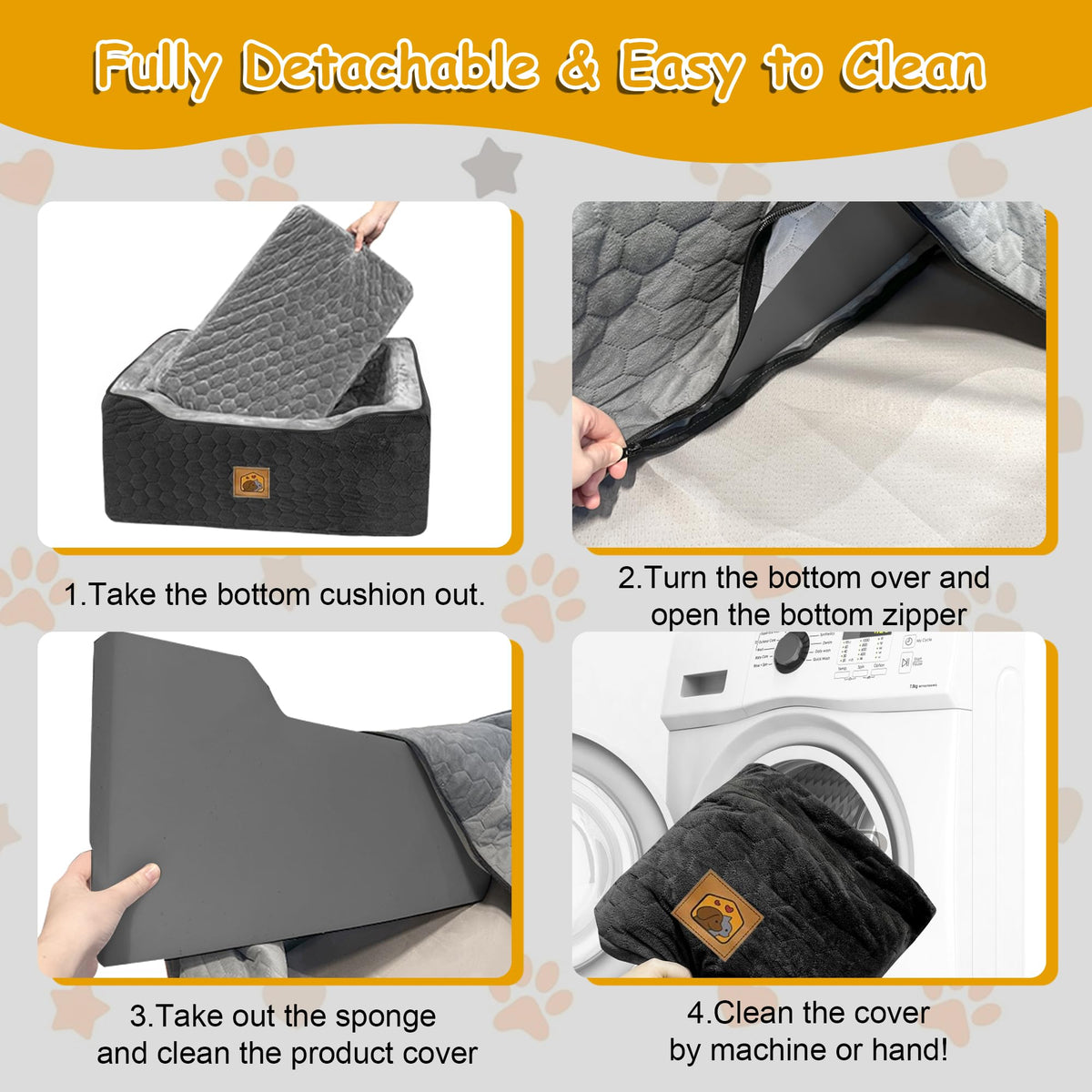Dog Car Seat for Medium/Large Dog Booster Seat Under 60 lbs or 2 Small Dogs, Multi-Functional Pet Car Seat with Thick Cushion, 2 Safety Leashes (Gray) Gray Large