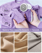 Ruidla Fabric Shaver Lint Shaver Defuzzer, Rechargeable Lint Remover Purple Rechargeable Size