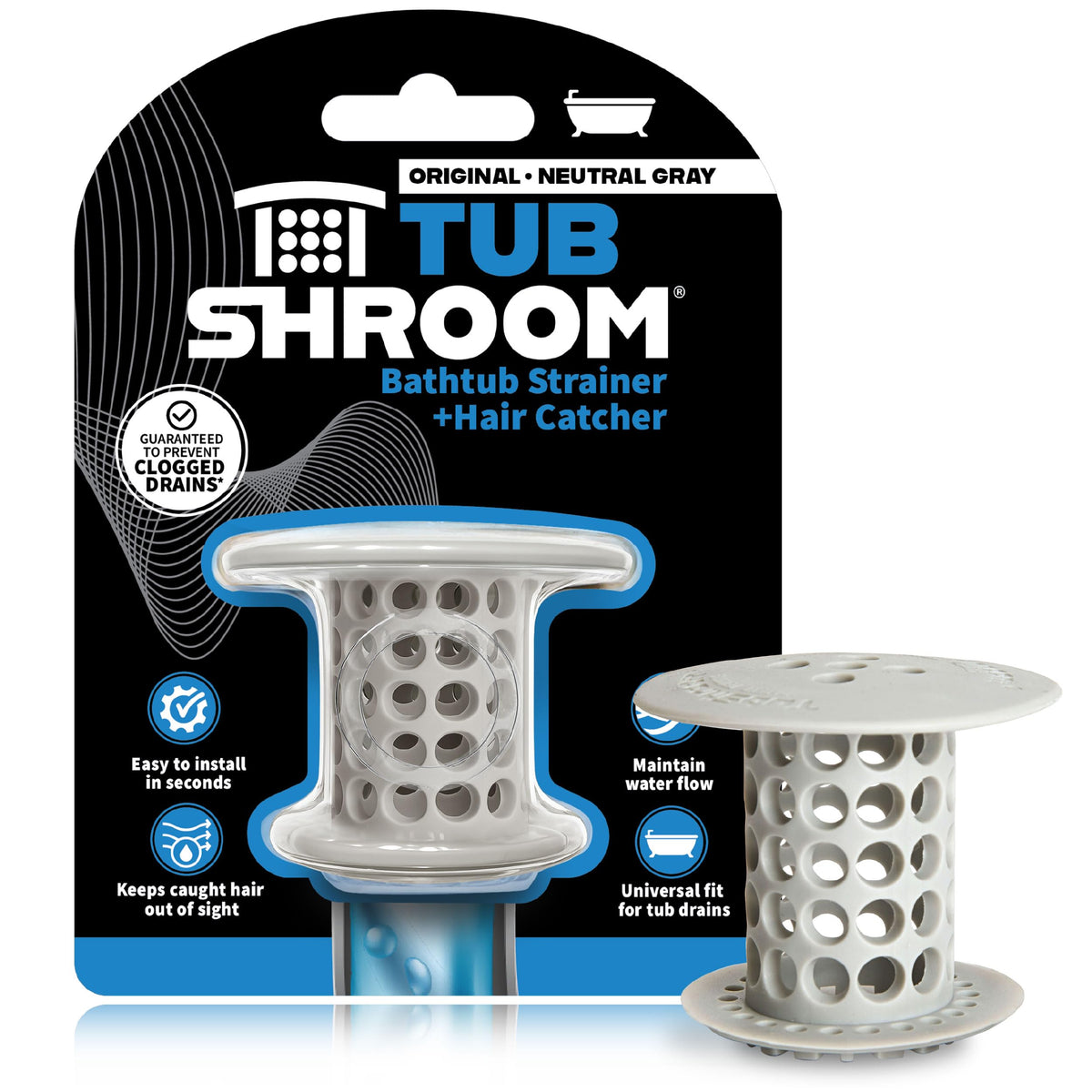 TubShroom Bathtub Drain Hair Catcher – In-Drain Tub Strainer & Clog...