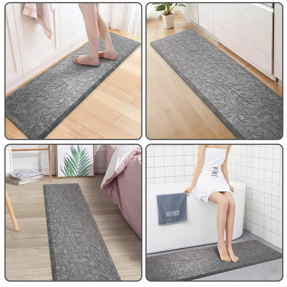 Kitchen Mat Cushioned Anti-Fatigue Comfort Standing Mat Rug for Home,Office Black 1'5" x 2'4" (Rectangular)