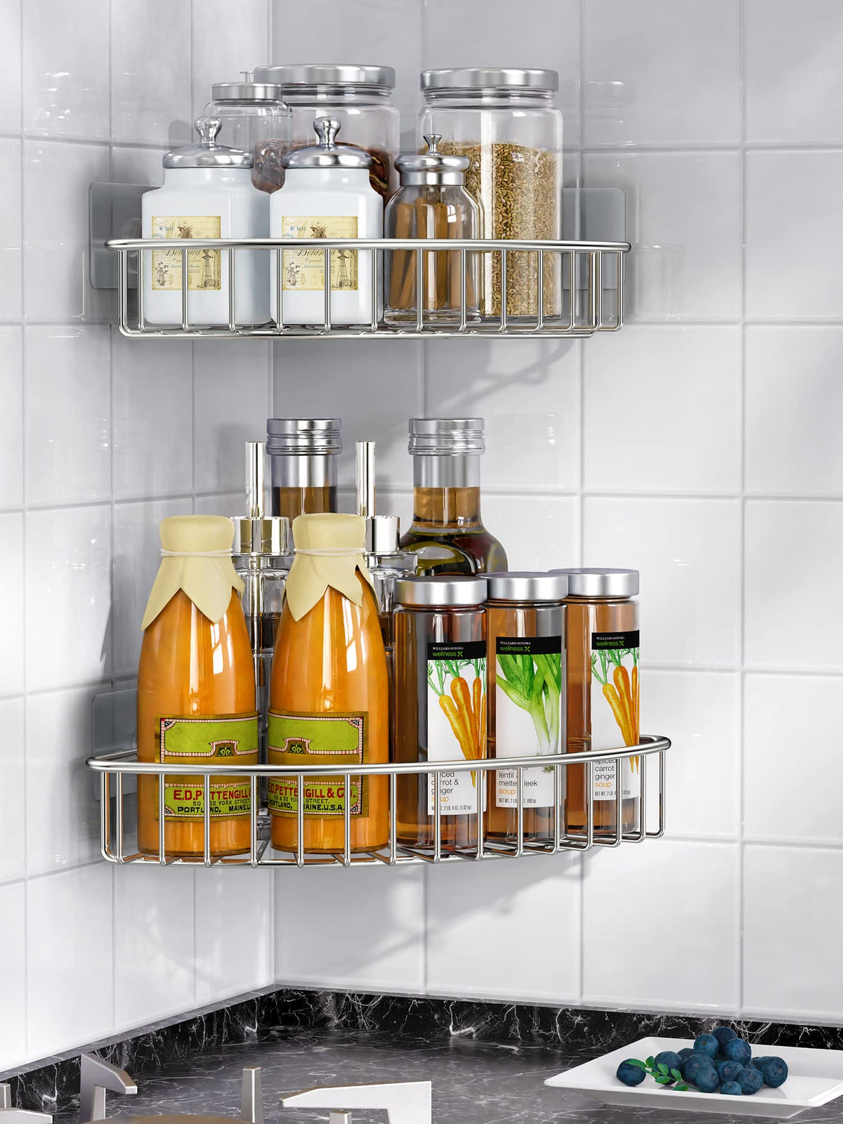 SMARTAKE 2-Pack Corner Shower Caddy, SUS304 Stainless Steel, Silver