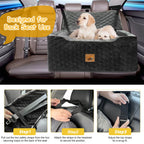 Dog Car Seat for Medium/Large Dog Booster Seat Under 60 lbs or 2 Small Dogs, Multi-Functional Pet Car Seat with Thick Cushion, 2 Safety Leashes (Gray) Gray Large