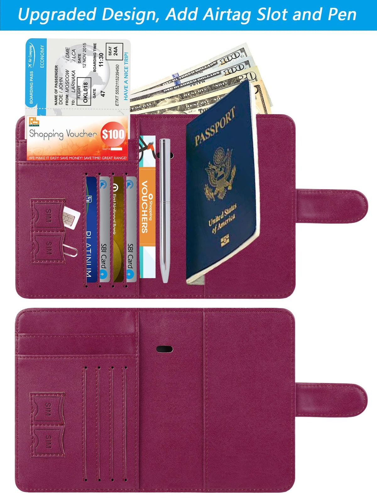 Passport Holder Cover Wallet RFID Blocking, Travel Essentials Pink Passport Covers