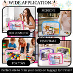 4 Pieces Clear Cosmetic Bags Bulk TSA Approved Toiletry Bag for Travel PVC Waterproof Clear Makeup Pouch with Zipper for Men and Women Carry-on Travel Essentials 4pcs SML Black