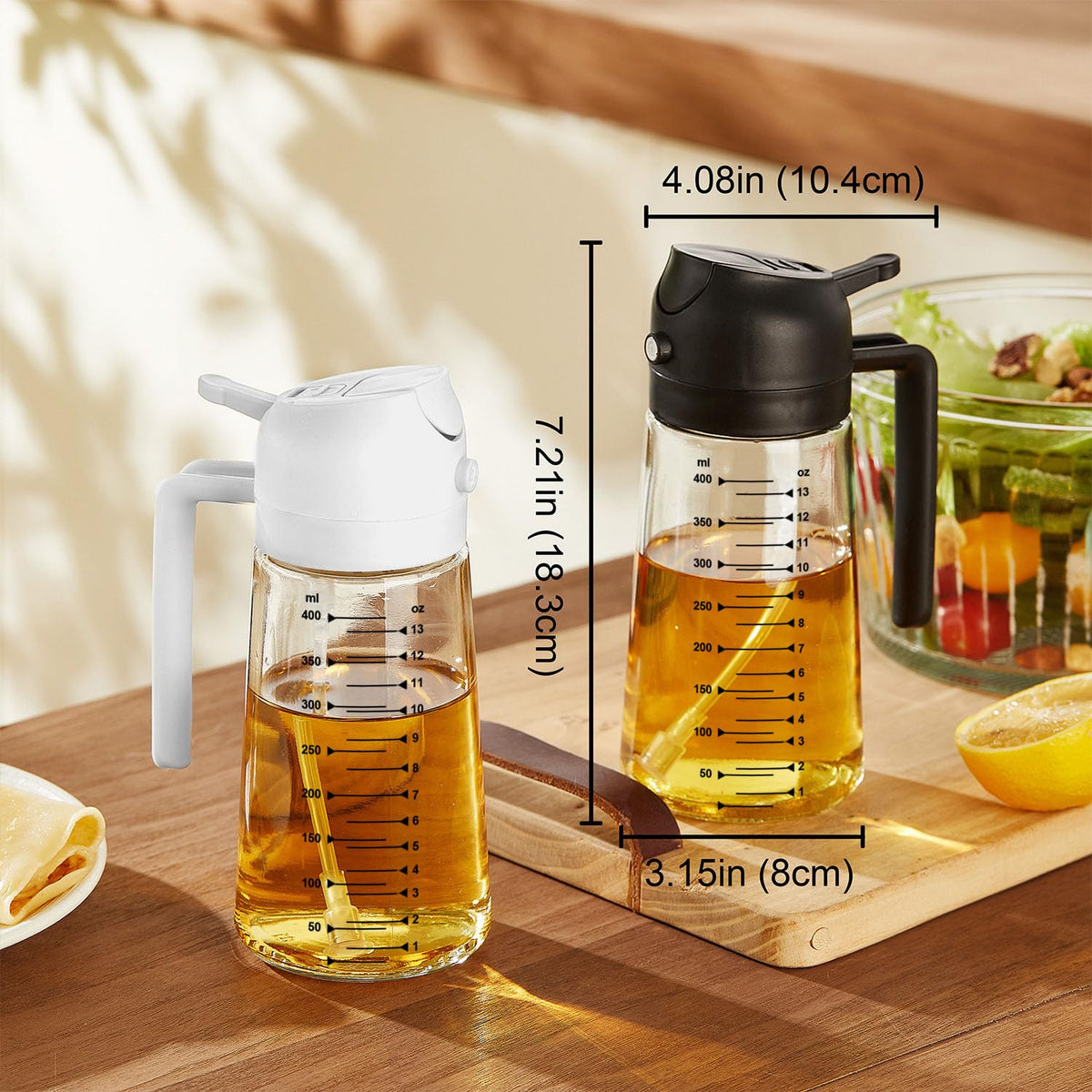 TrendPlain 16oz/470ml Glass Olive Oil Sprayer for Cooking – 2 in 1 Oil...