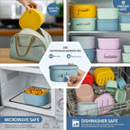 ISSEVE 12Pcs/Set Nesting Silicone Food Storage Containers with Lids Blue