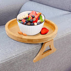 Sofa Arm Tray,Foldable Sofa Armrest Clip-On Tray Suitble for 4"-9" Armrest,Circle Sofa Arm Table for Snacks/Drinks/Fruit/Dessert/Rmote (9.49x8.86x3.54 inch)