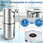 Automatic Soap Dispenser, Hand Soap Dispenser 12.8oz/380ml Smart Rechargeable, Liquid Touchless Soap Dispensers with 6-Level, Wall Mounted or Countertop Dish Soap Dispensing for Bathroom & Kitchen Black