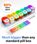 Large Weekly Pill Organizer and Medication Dispenser