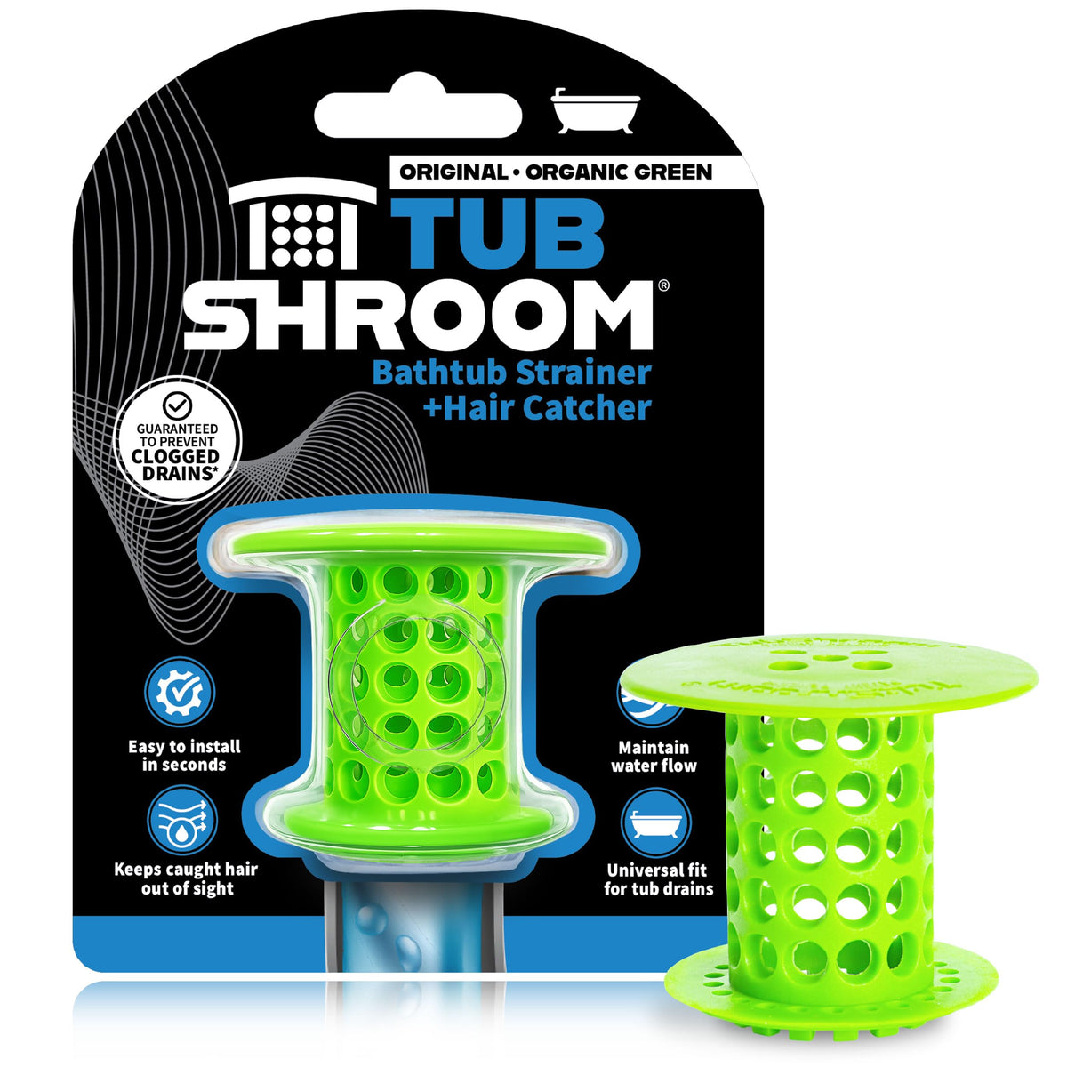 TubShroom Bathtub Drain Hair Catcher – In-Drain Tub Strainer & Clog...