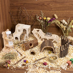 BreezeHug 6 Pcs Wooden Hamster Cage Accessories, Hamster Tunnels, Stylish