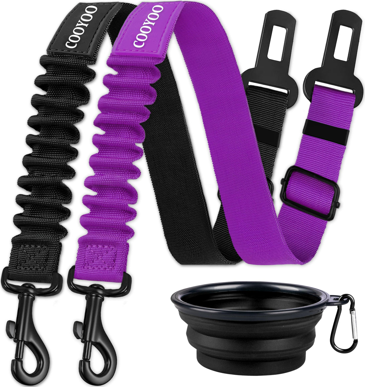 COOYOO Dog Seat Belt,3 Piece Set Retractable Car Harness Adjustable for...