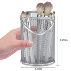 Delifox 2 Pack Pen Holder Mesh Round Pencil Holder 3 Compartments, Black