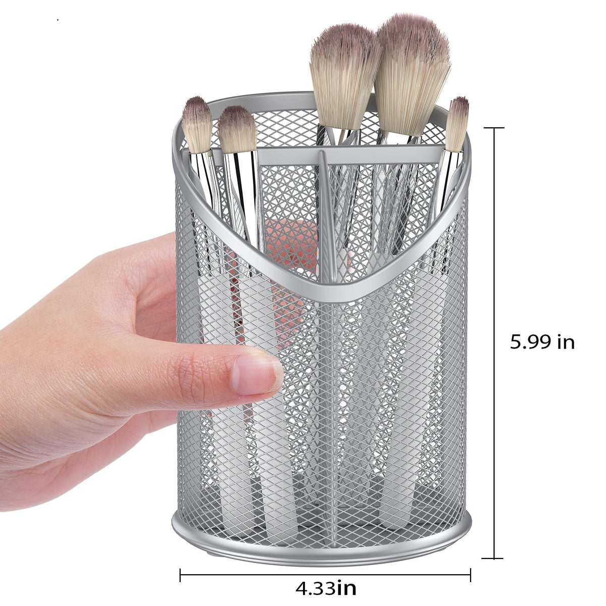 Delifox 2 Pack Pen Holder Mesh Round Pencil Holder 3 Compartments, Black