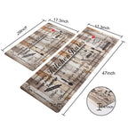 Floral Kitchen Mat Sets 2PCS Non Skid Waterproof Kitchen Rugs and Runner Sets Cushioned Anti-Fatigue Comfort Mat for Home,Office Memory Foam Kitchen Rug, 17.3"x30"+17.3"x47", Black/Pink 17"x30"+17"x47"--0.4 inches