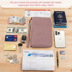 RFID Family Passport Holder Wallet - Travel Document Organizer Pink