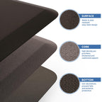 Kitchen Mat Cushioned Anti Fatigue Rug Standing and Comfort Floor Mats Chocolate 39"L x 17.3"W x 0.5"Th