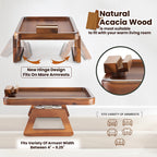 TINAMO Sofa Arm Tray with 360° Phone Holder, Clip-On Tray, Walnut Finish 13.8" x 9.5" x 1"