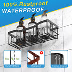 EUDELE Adhesive Shower Caddy, 5 Pack Rustproof Stainless Steel Bath Organizers With Large Capacity, No Drilling Shelves for Bathroom Storage & Home Decor Black