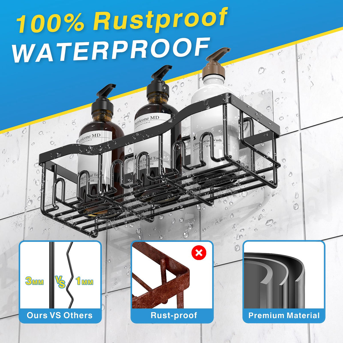 EUDELE Adhesive Shower Caddy, 5 Pack Rustproof Stainless Steel Bath...