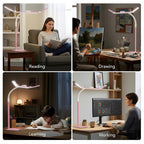 LED Desk Lamp for Home Office with Base, 28.2" Adjustable Gooseneck Swing Arm Ultra Bright Desk Light, Dimmable Architect Table lamp for Desktop Computer Light, Reading, Study, Workbench Black
