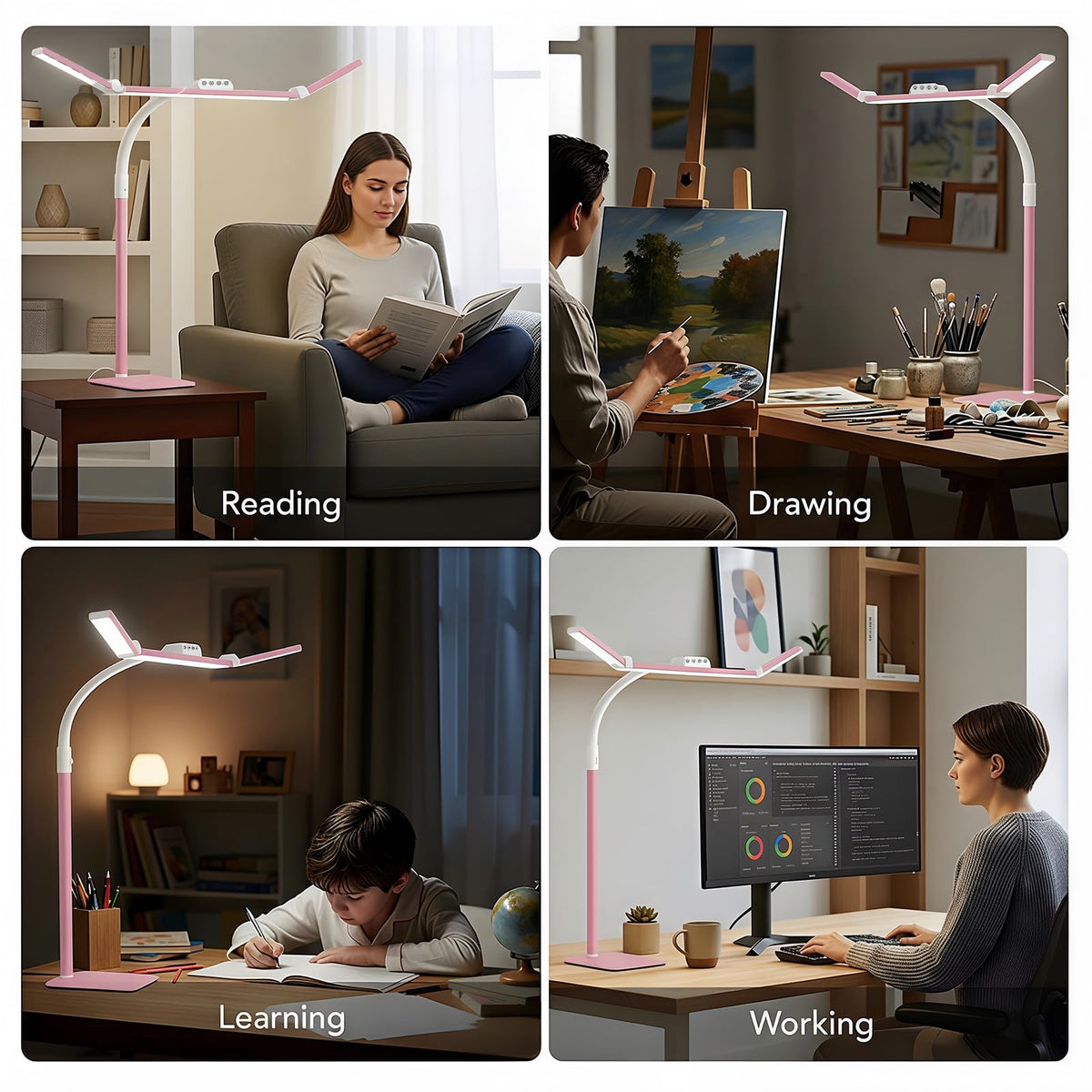 LED Desk Lamp for Home Office with Base, 28.2" Adjustable Gooseneck Swing Arm Ultra Bright Desk Light, Dimmable Architect Table lamp for Desktop Computer Light, Reading, Study, Workbench Black