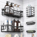 EUDELE Adhesive Shower Caddy, 5 Pack Rustproof Stainless Steel Bath Organizers With Large Capacity, No Drilling Shelves for Bathroom Storage & Home Decor Black