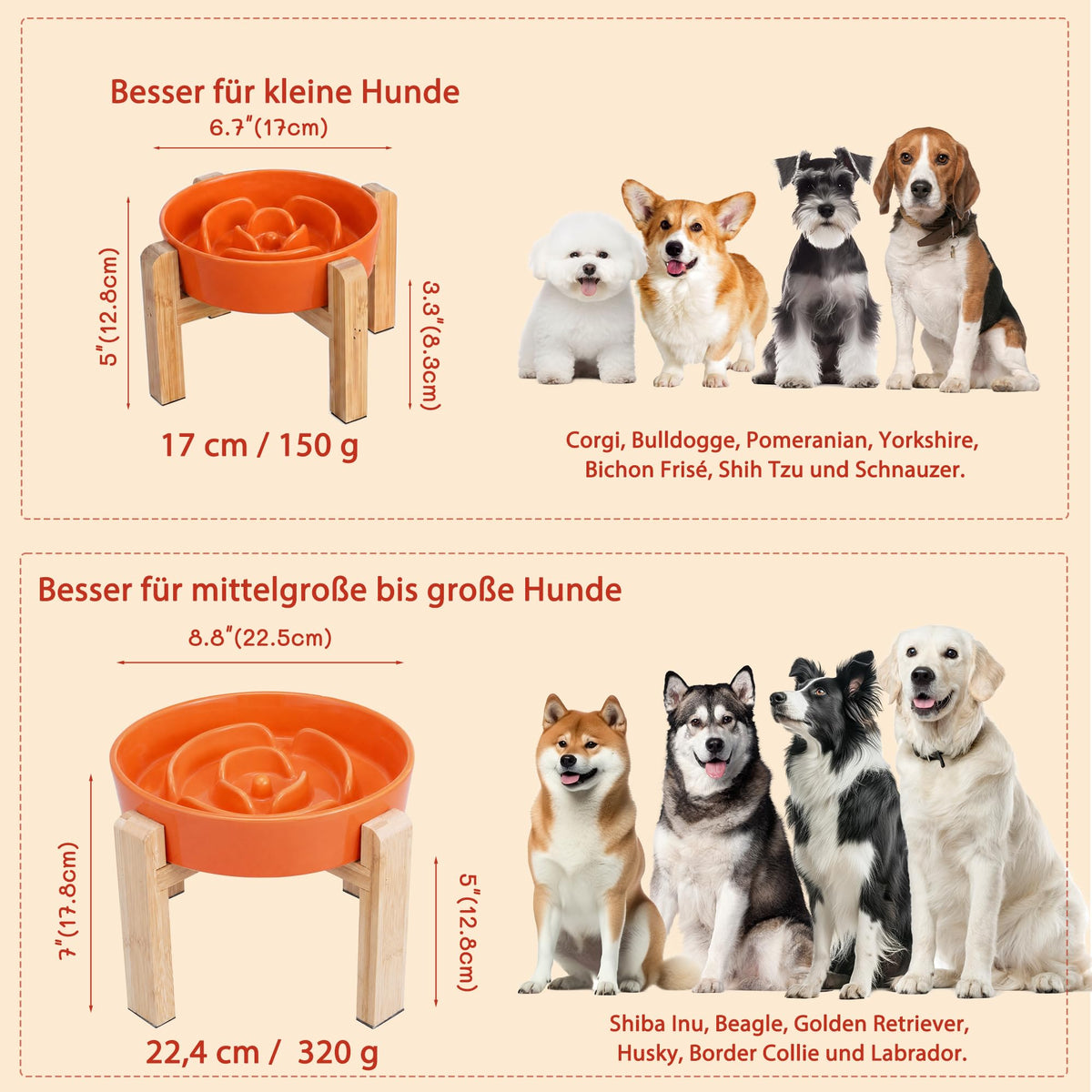 Elevated Slow Feeder Dog Bowl, 6.7" Ceramic Maze Dog Bowl with Stand White 1.5 Cups