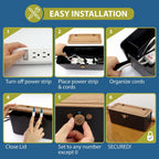 Power Strip Cover Box and Cable Management Organizer for Child Safety
