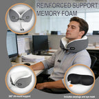 Travel Neck Pillow, Memory Foam Airplane Pillow for Long Flights Blue